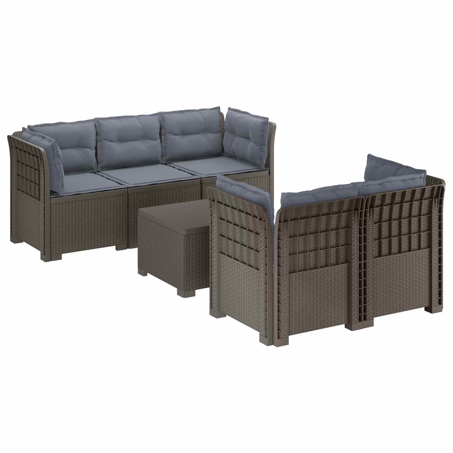 Divano da Giardino 5 Posti con Cuscini Stile Rattan PP | homemem39