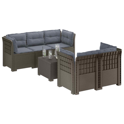 Divano da Giardino 5 Posti con Cuscini Stile Rattan PP | homemem39