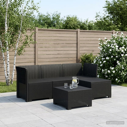 Divano da giardino 4 posti aspetto rattan PP Antracite | homemem39