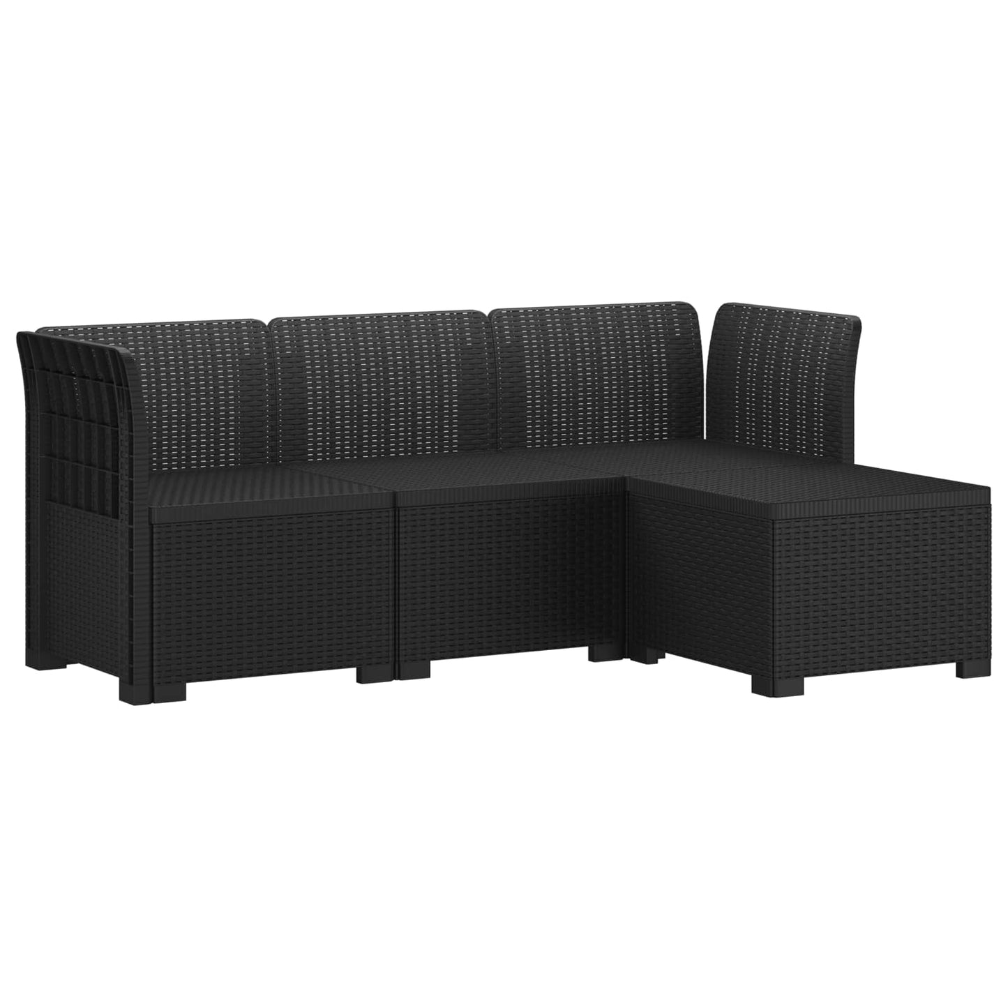 Divano da giardino 4 posti aspetto rattan PP Antracite | homemem39