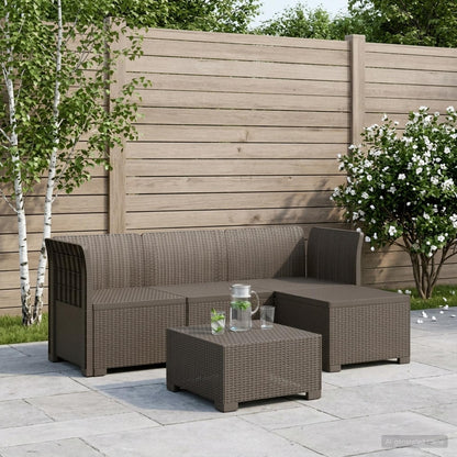 Divano da giardino 4 posti aspetto rattan PP Grigio Chiaro | homemem39