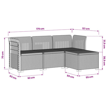 Divano da giardino 4 posti aspetto rattan PP Grigio Chiaro | homemem39