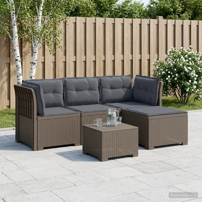 Divano da giardino 4 posti con cuscini aspetto rattan PP | homemem39