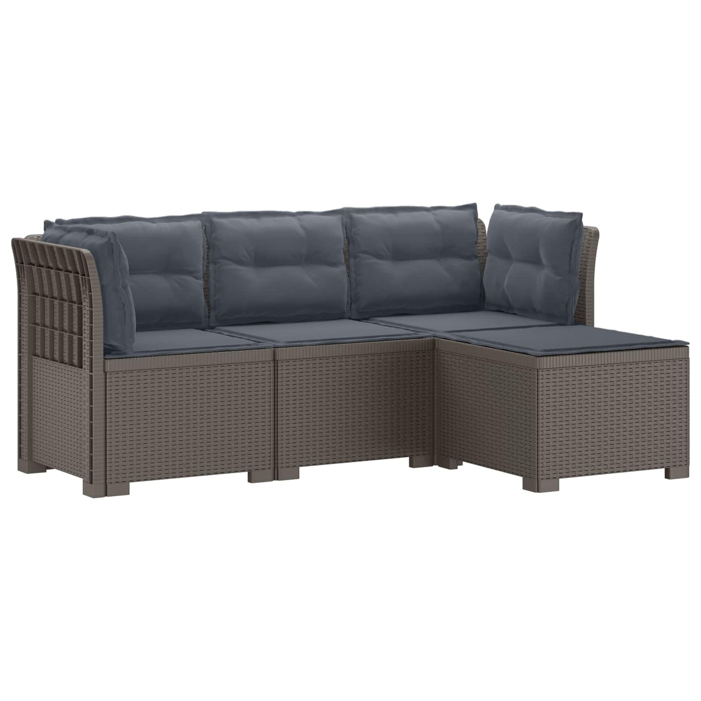 Divano da giardino 4 posti con cuscini aspetto rattan PP | homemem39