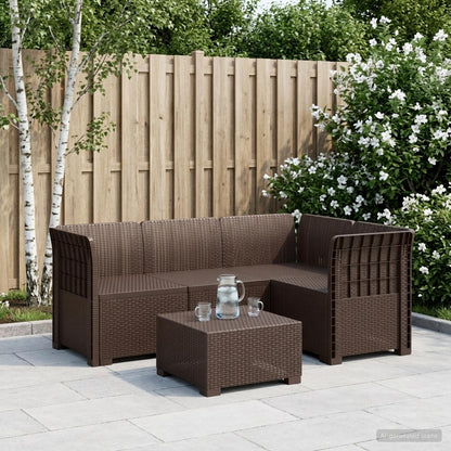 Divano da Giardino 4 Posti Aspetto Rattan PP Marrone | homemem39