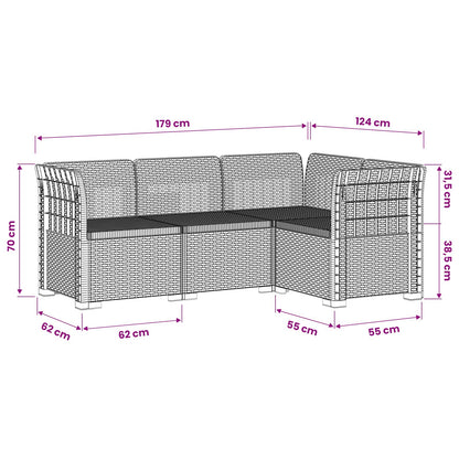Divano da Giardino 4 Posti Aspetto Rattan PP Marrone | homemem39