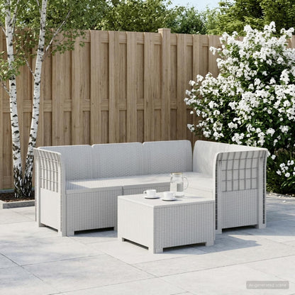 Divano da Giardino 4 Posti Aspetto Rattan PP Bianco | homemem39