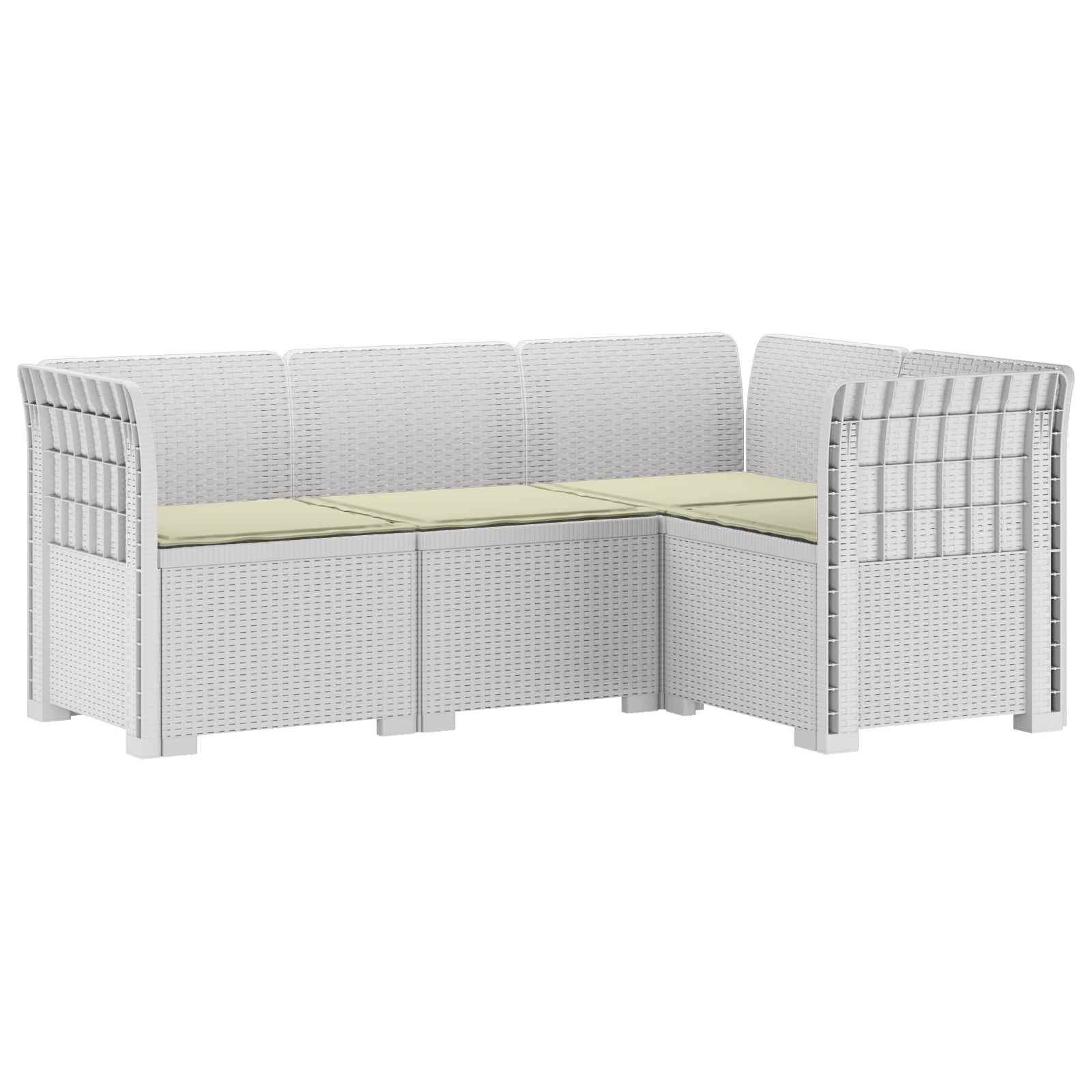 Divano da Giardino 4 Posti con Cuscini Aspetto Rattan PP Bianco | homemem39