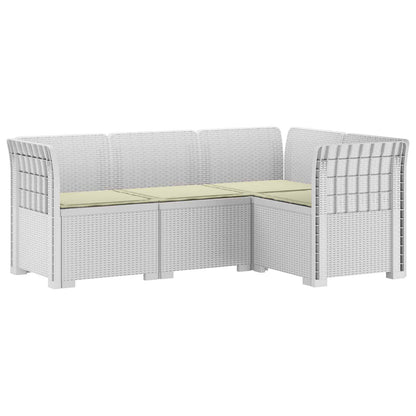 Divano da Giardino 4 Posti con Cuscini Aspetto Rattan PP Bianco | homemem39