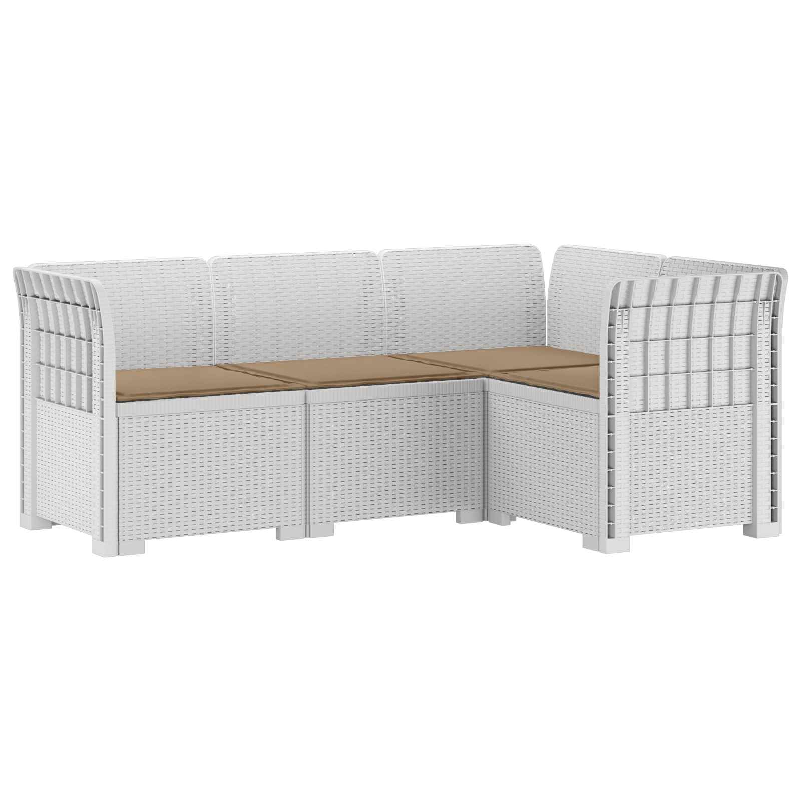 Divano da Giardino 4 Posti con Cuscini Aspetto Rattan PP Bianco | homemem39