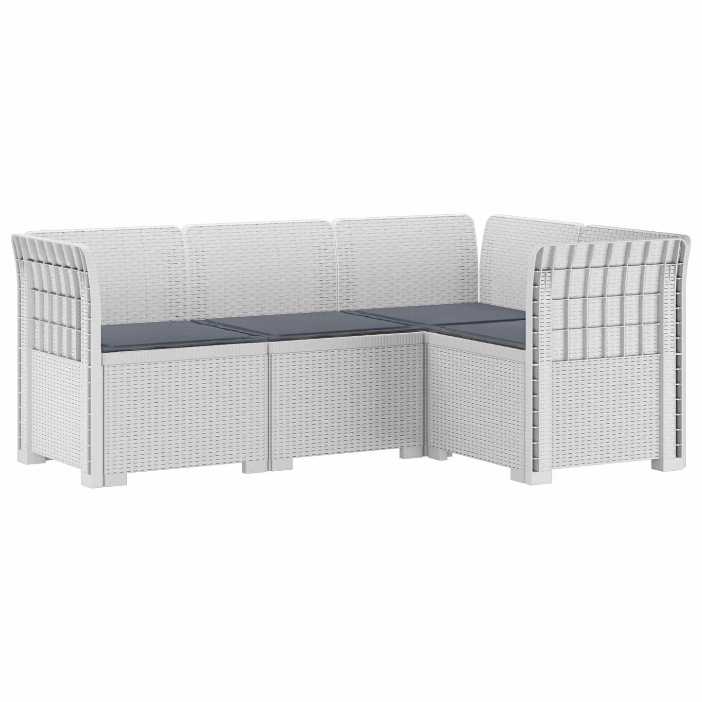 Divano da Giardino 4 Posti con Cuscini Aspetto Rattan PP Bianco | homemem39