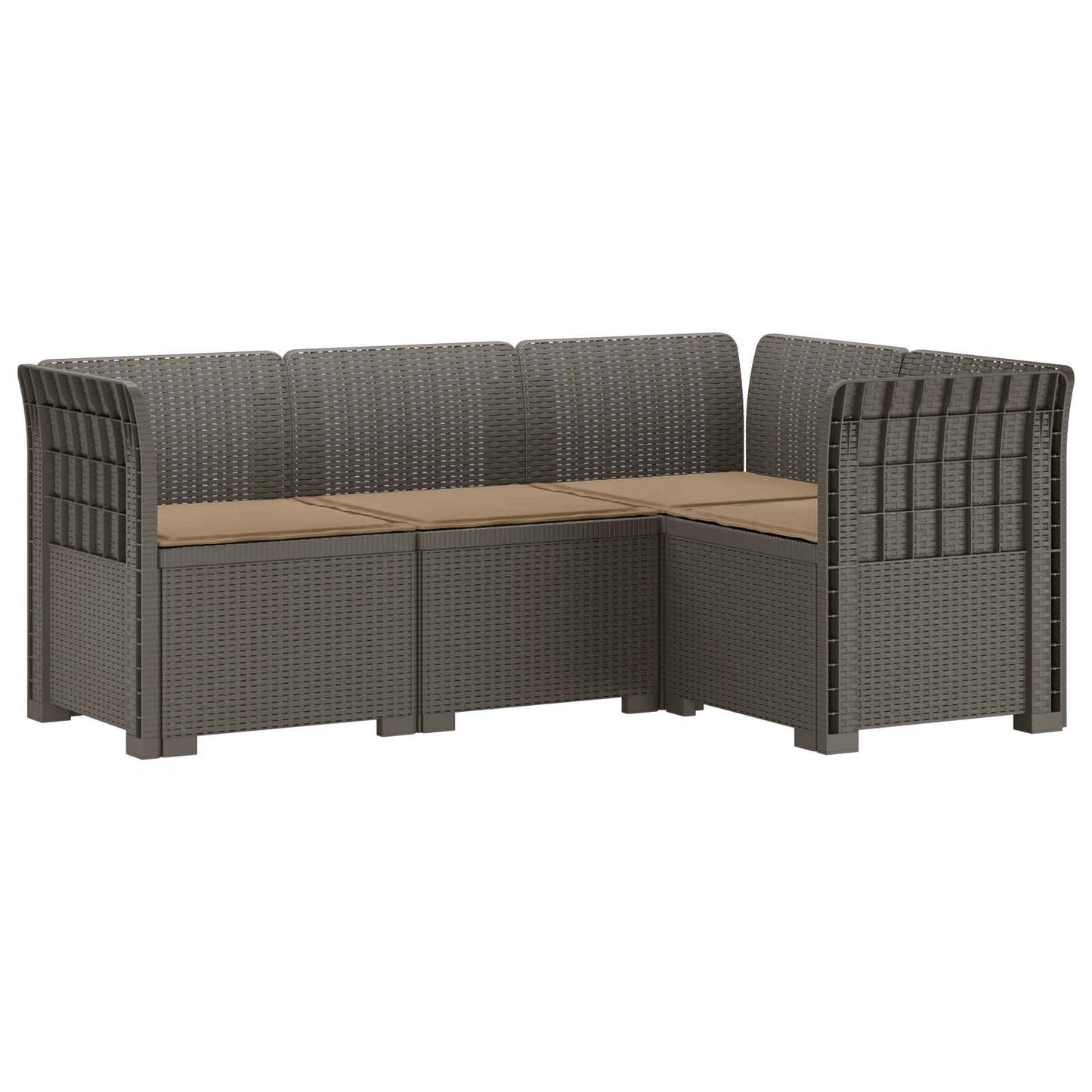 Divano da Giardino 4 Posti con Cuscini Aspetto Rattan PP | homemem39