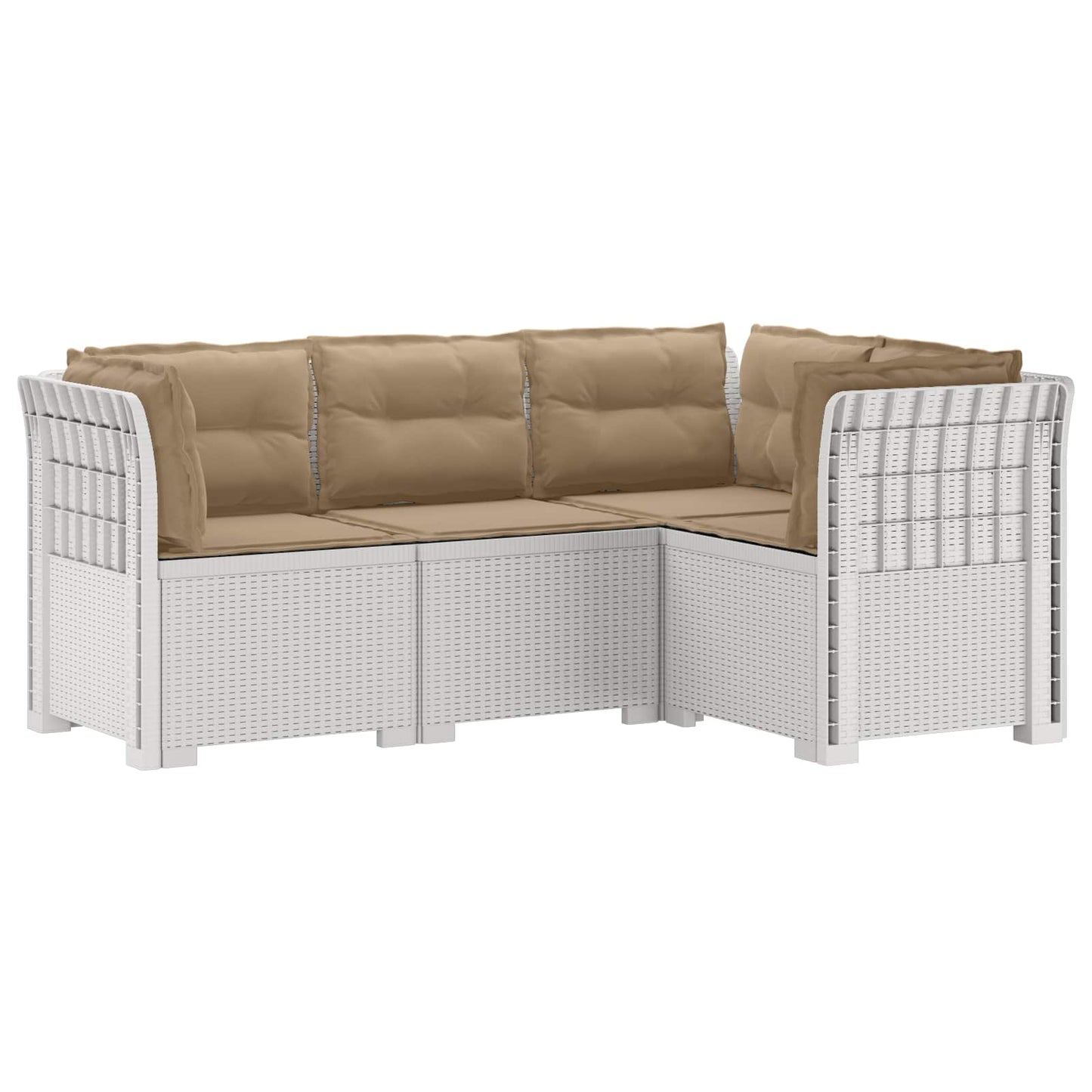 Divano da Giardino 4 Posti con Cuscini Aspetto Rattan PP Bianco | homemem39