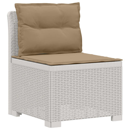 Divano da Giardino 4 Posti con Cuscini Aspetto Rattan PP Bianco | homemem39