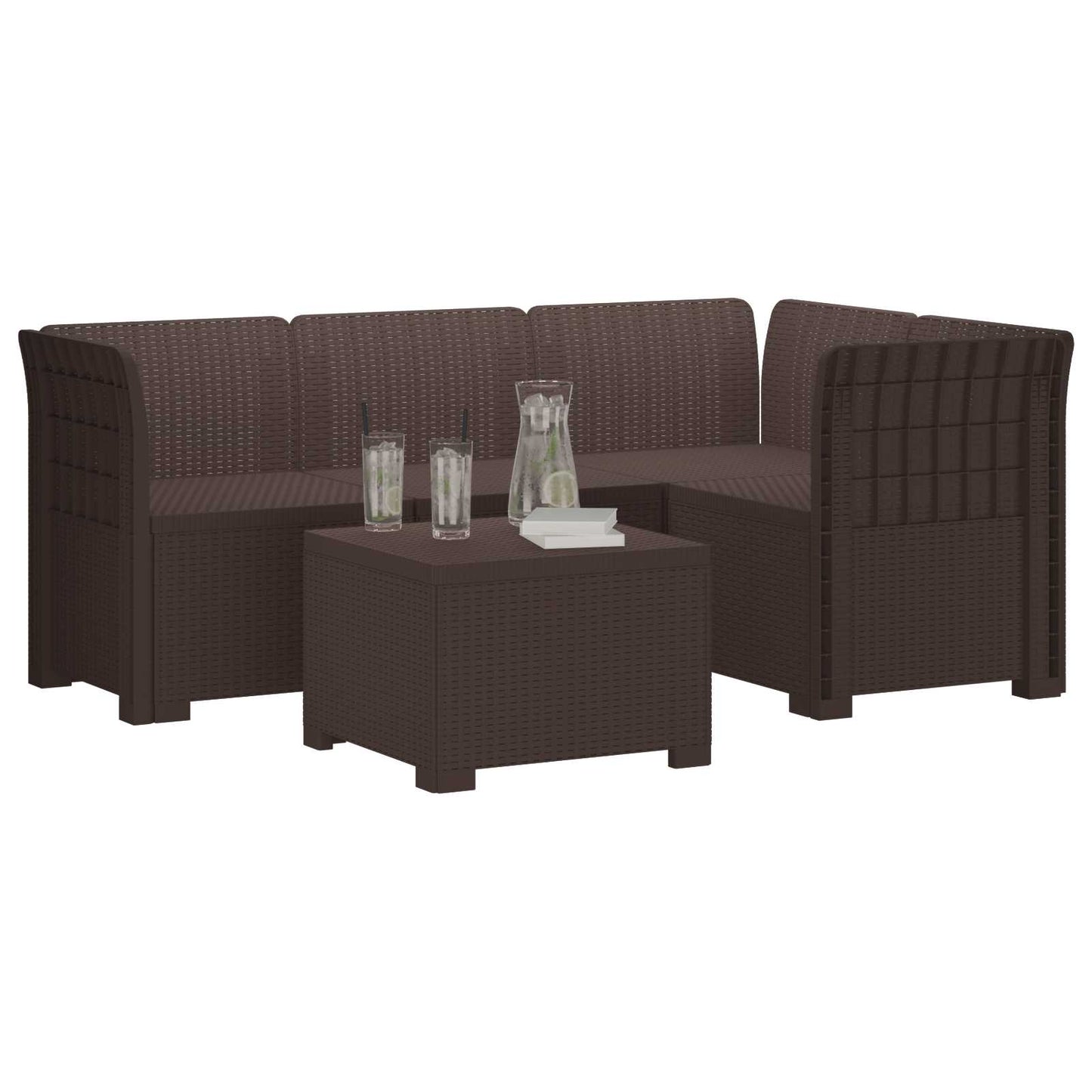 Divano da giardino 4 posti aspetto rattan PP Marrone | homemem39