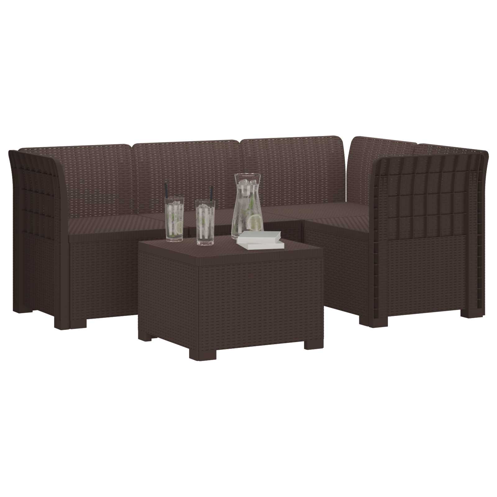 Divano da giardino 4 posti aspetto rattan PP Marrone | homemem39