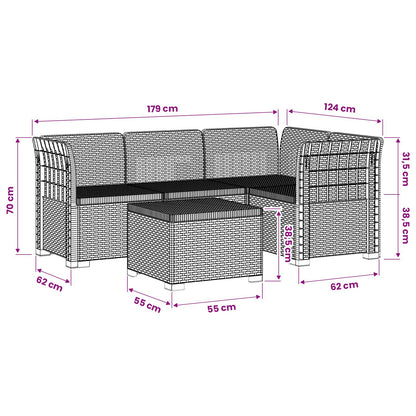 Divano da giardino 4 posti aspetto rattan PP Marrone | homemem39