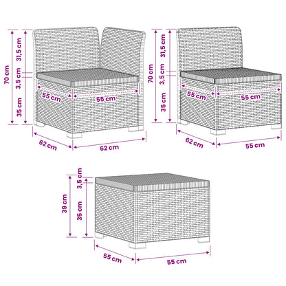 Divano da giardino 4 posti aspetto rattan PP Marrone | homemem39