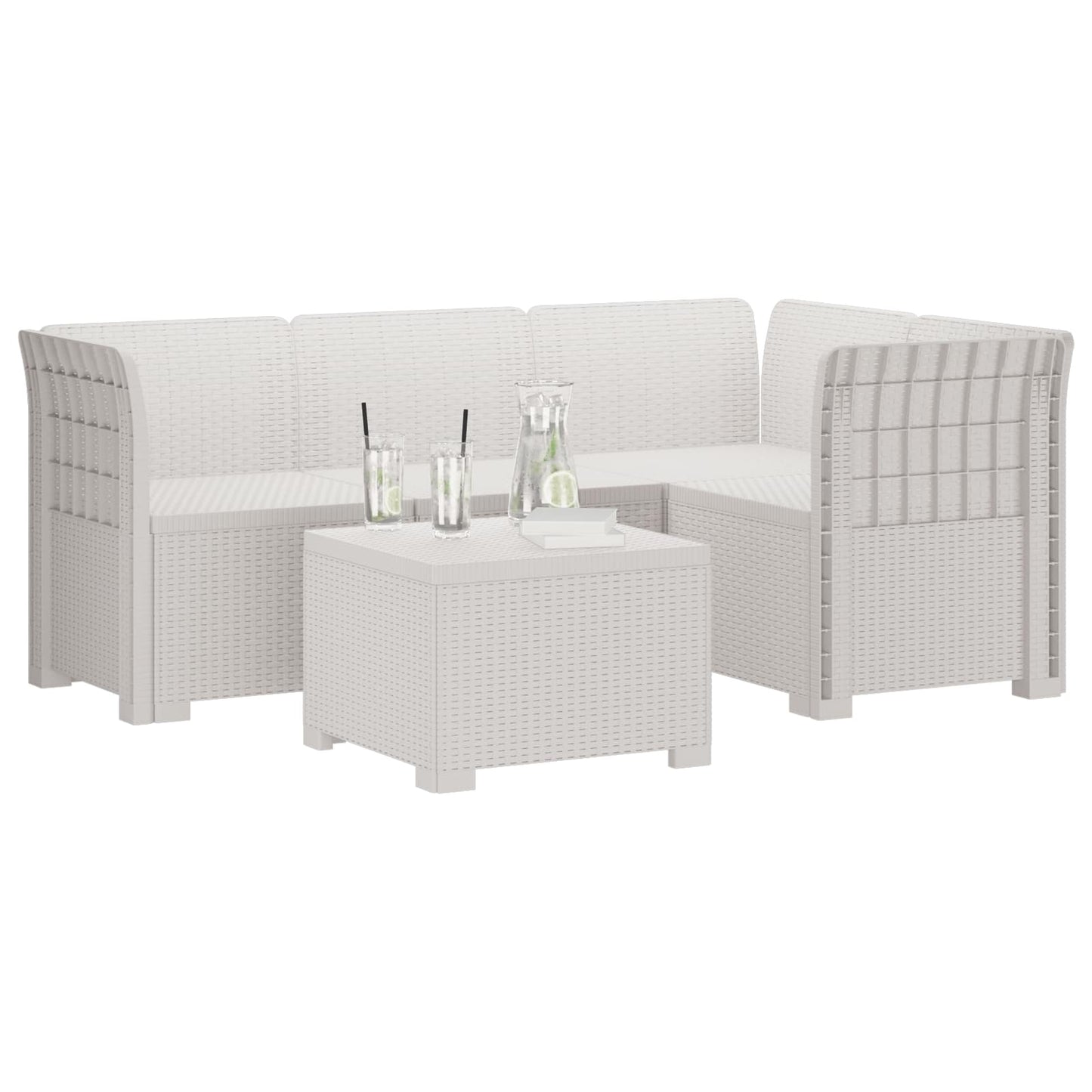 Divano da giardino 4 posti aspetto rattan PP Bianco | homemem39