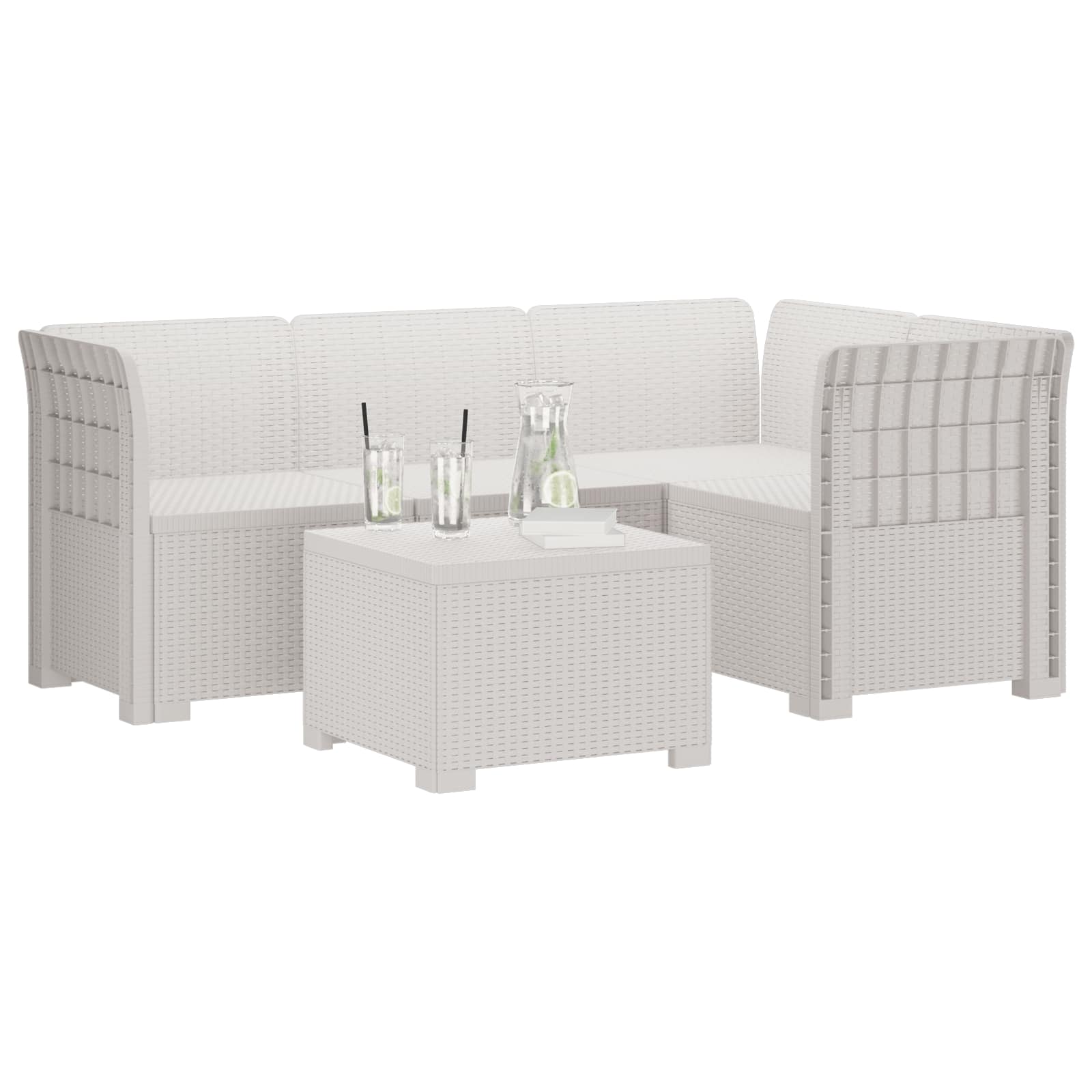 Divano da giardino 4 posti aspetto rattan PP Bianco | homemem39