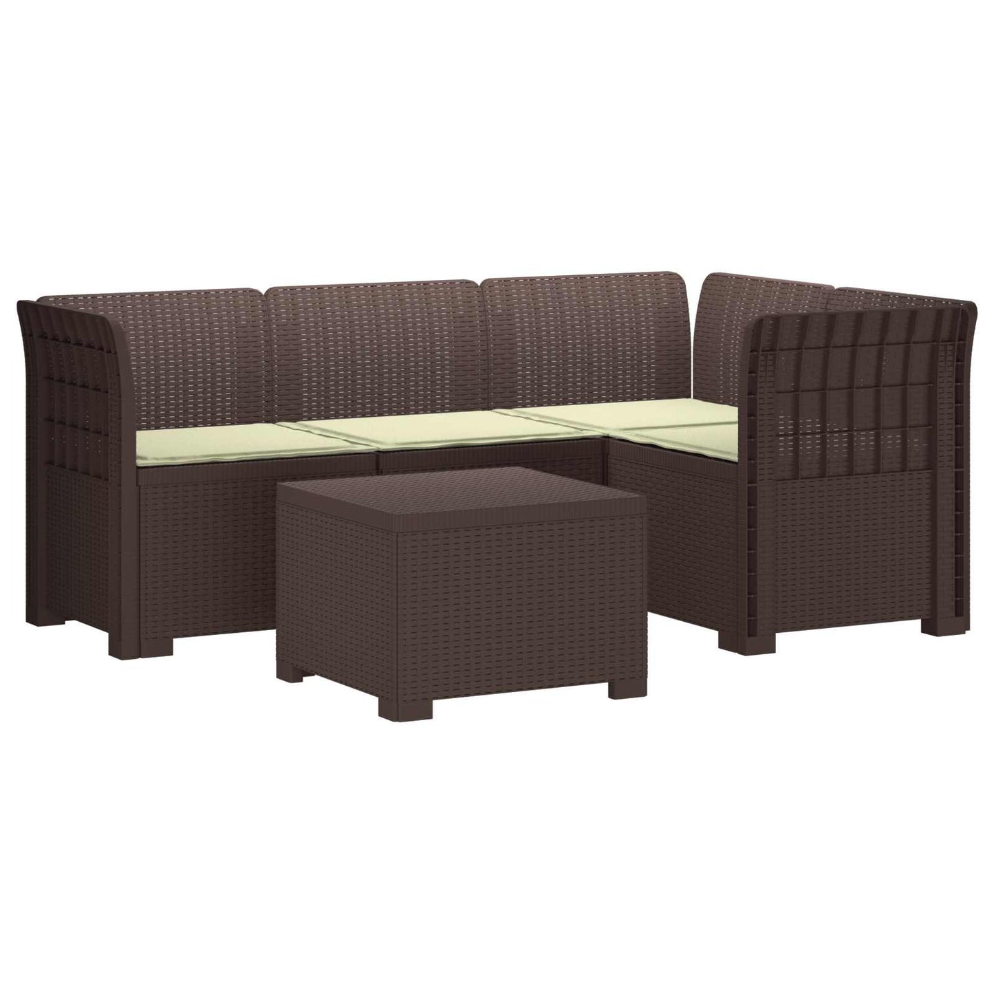 Divano da giardino 4 posti con cuscini aspetto rattan PP | homemem39