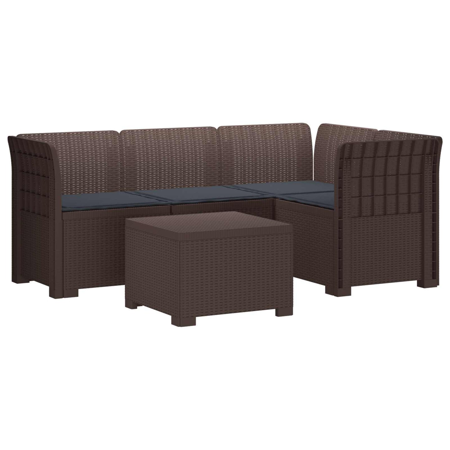 Divano da giardino 4 posti con cuscini aspetto rattan PP | homemem39