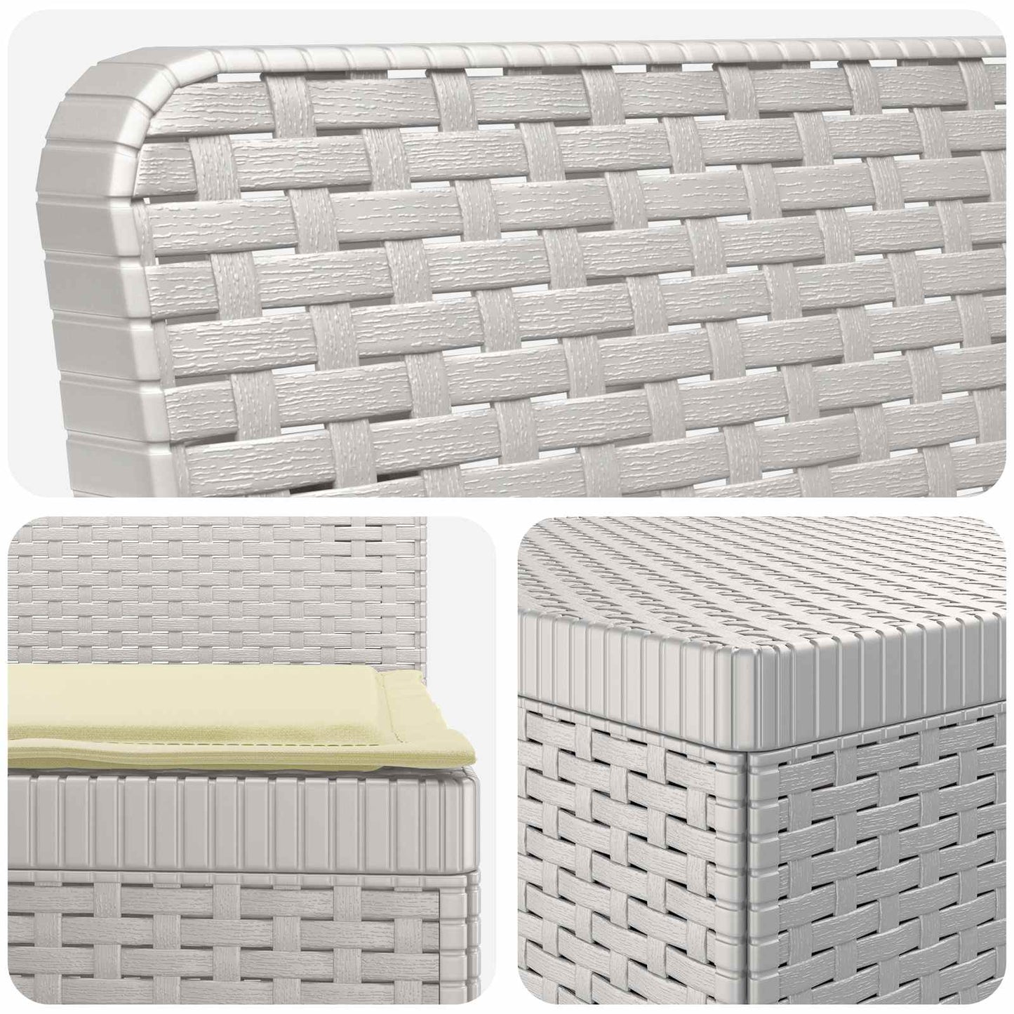 Divano da giardino 4 posti con cuscini aspetto rattan PP Bianco | homemem39
