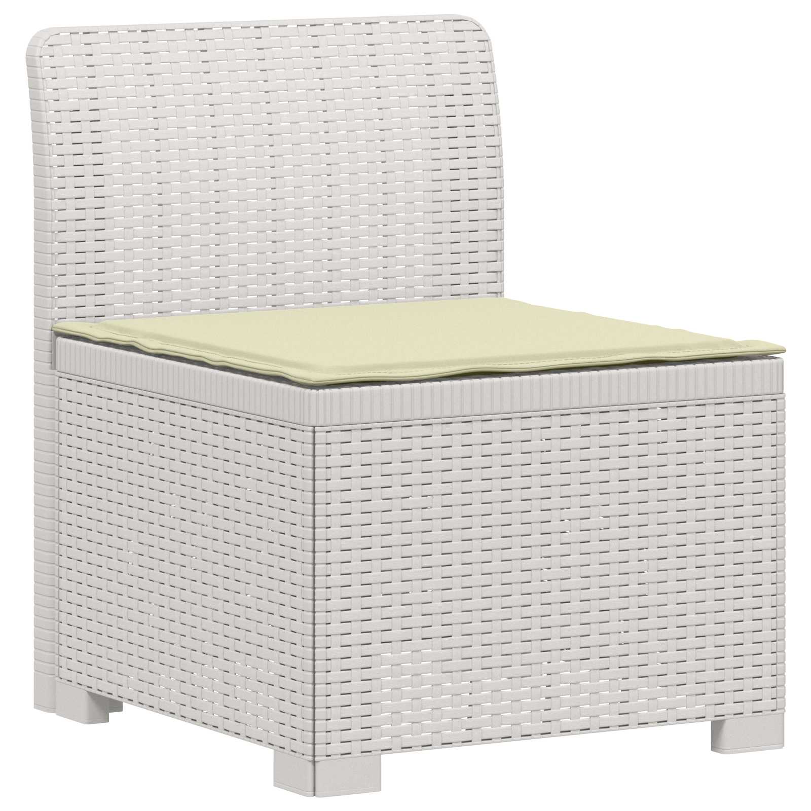 Divano da giardino 4 posti con cuscini aspetto rattan PP Bianco | homemem39
