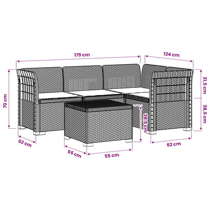 Divano da giardino 4 posti con cuscini aspetto rattan PP Bianco | homemem39