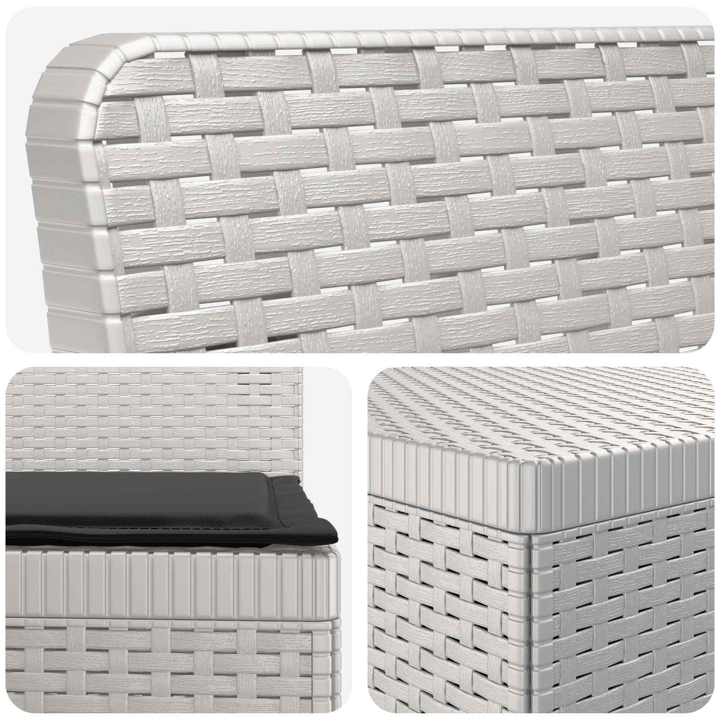 Divano da giardino 4 posti con cuscini aspetto rattan PP Bianco | homemem39