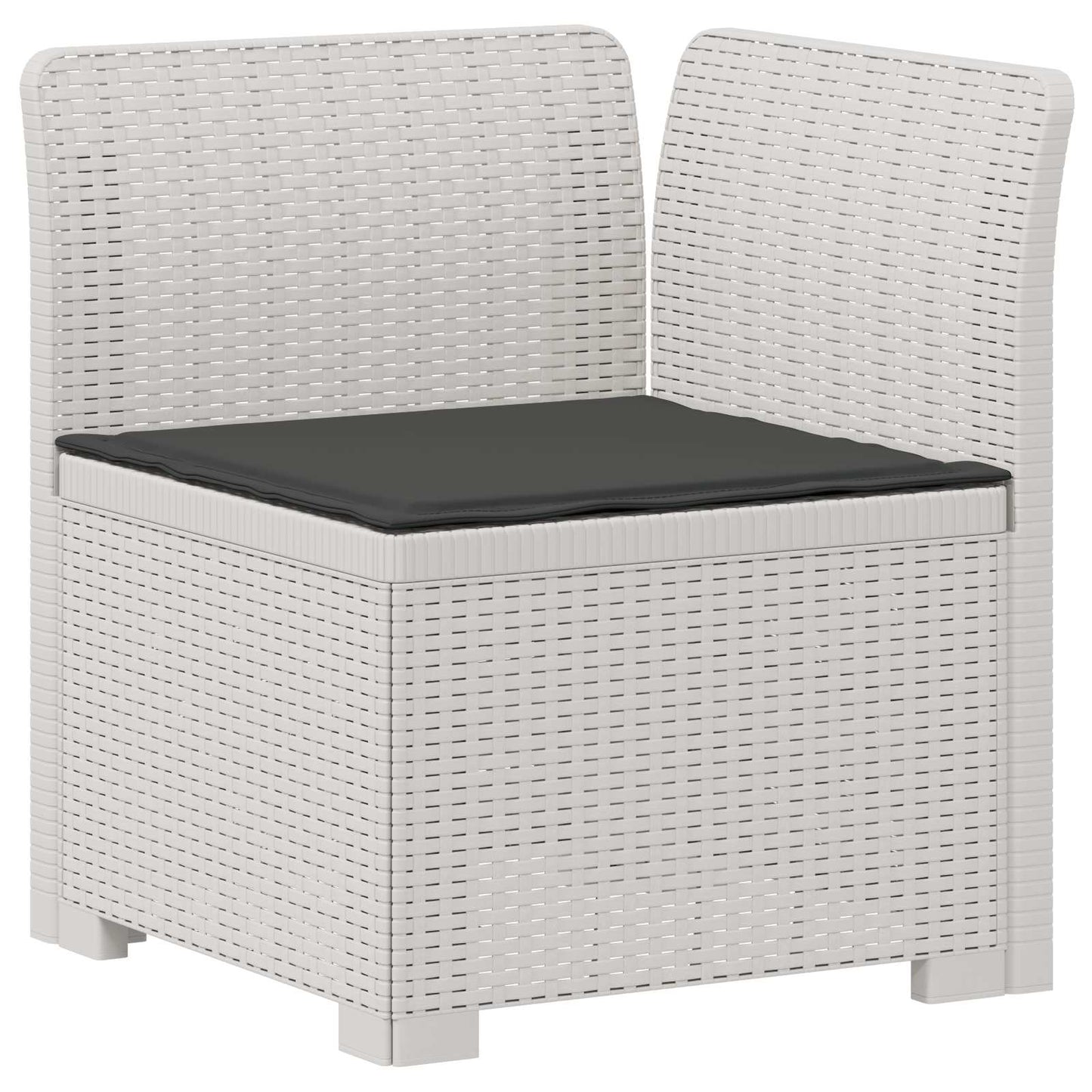 Divano da giardino 4 posti con cuscini aspetto rattan PP Bianco | homemem39