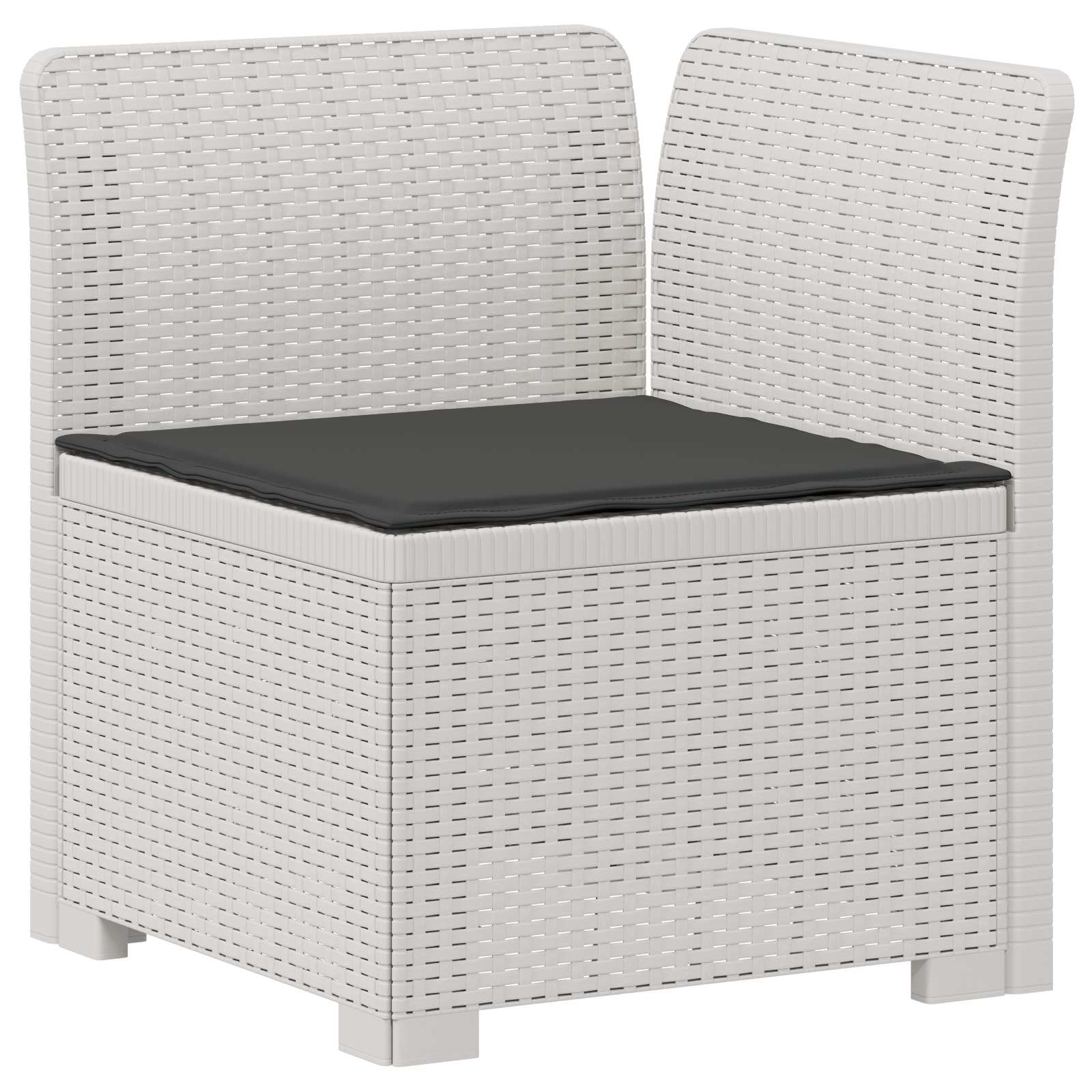 Divano da giardino 4 posti con cuscini aspetto rattan PP Bianco | homemem39