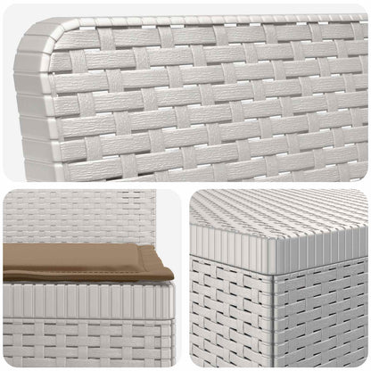 Divano da giardino 4 posti con cuscini aspetto rattan PP Bianco | homemem39