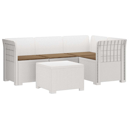 Divano da giardino 4 posti con cuscini aspetto rattan PP Bianco | homemem39