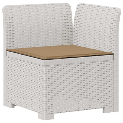Divano da giardino 4 posti con cuscini aspetto rattan PP Bianco | homemem39
