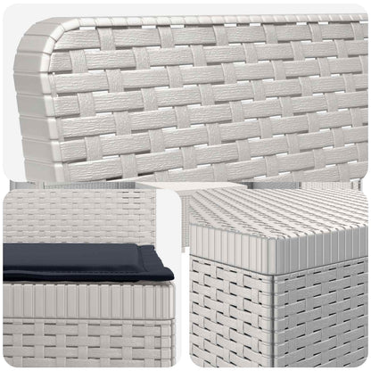 Divano da giardino 4 posti con cuscini aspetto rattan PP Bianco | homemem39