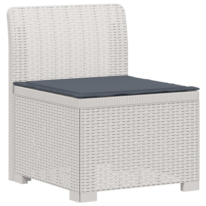 Divano da giardino 4 posti con cuscini aspetto rattan PP Bianco | homemem39