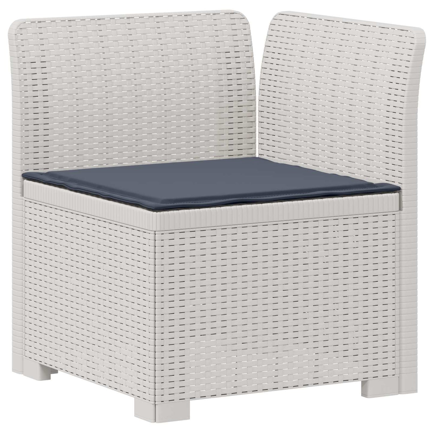 Divano da giardino 4 posti con cuscini aspetto rattan PP Bianco | homemem39