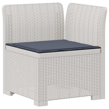 Divano da giardino 4 posti con cuscini aspetto rattan PP Bianco | homemem39