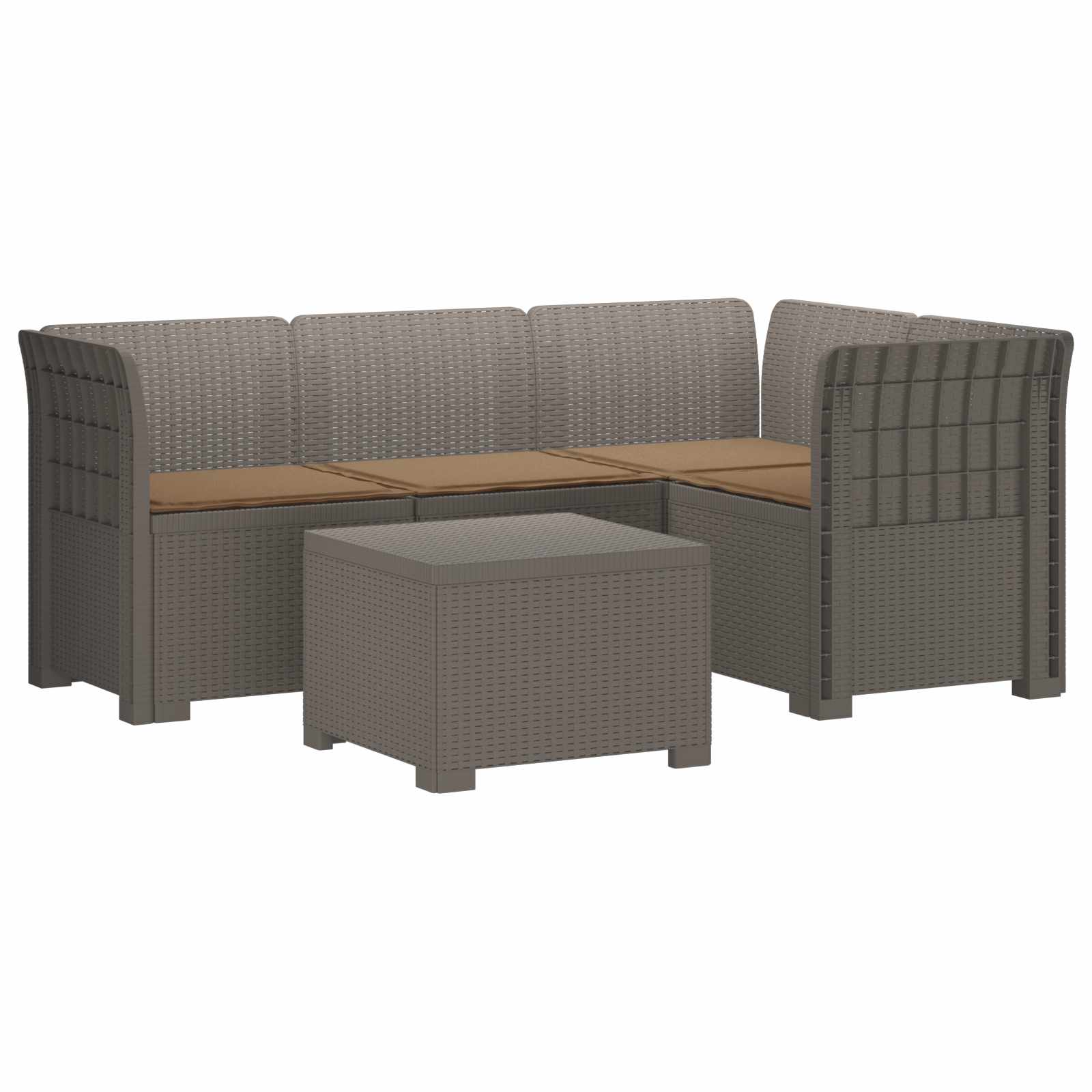 Divano da giardino 4 posti con cuscini aspetto rattan PP | homemem39
