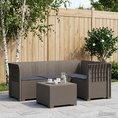 Divano da giardino 4 posti con cuscini aspetto rattan PP | homemem39