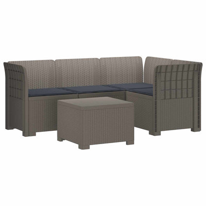 Divano da giardino 4 posti con cuscini aspetto rattan PP | homemem39