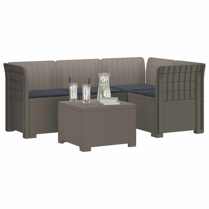 Divano da giardino 4 posti con cuscini aspetto rattan PP | homemem39