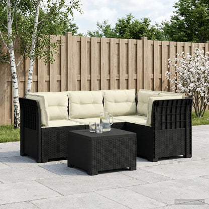 Divano da giardino 4 posti con cuscini aspetto rattan PP | homemem39