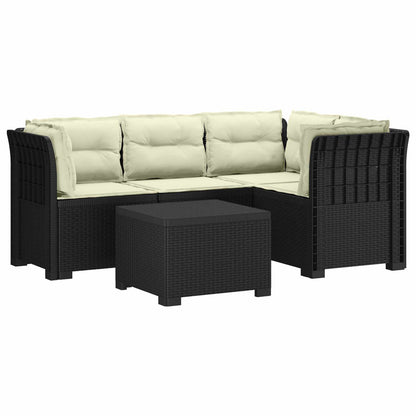 Divano da giardino 4 posti con cuscini aspetto rattan PP | homemem39