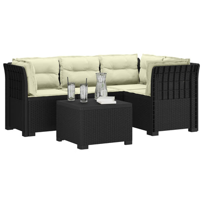 Divano da giardino 4 posti con cuscini aspetto rattan PP | homemem39