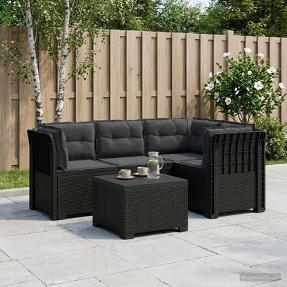 Divano da giardino 4 posti con cuscini aspetto rattan PP | homemem39