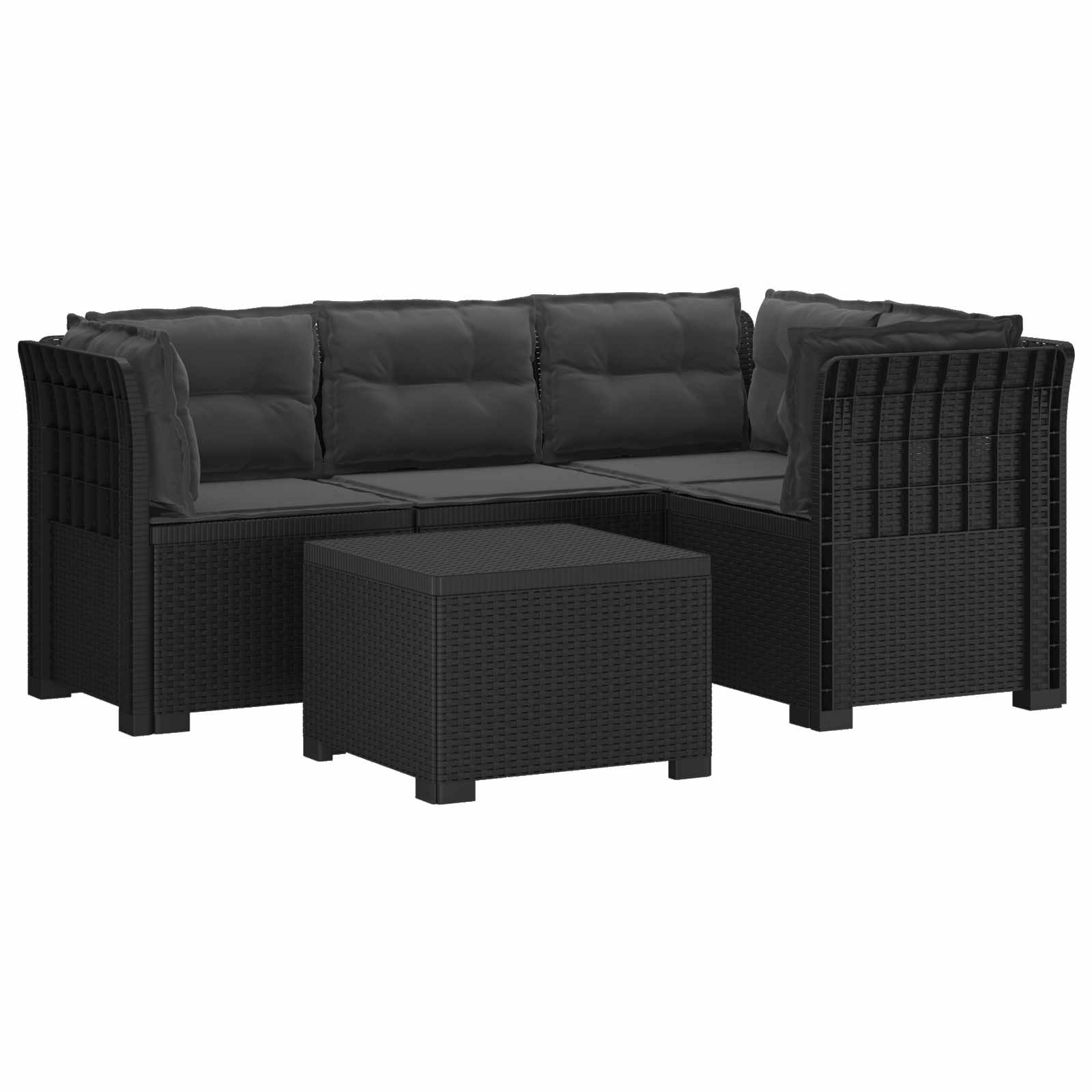 Divano da giardino 4 posti con cuscini aspetto rattan PP | homemem39
