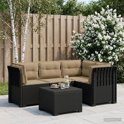 Divano da giardino 4 posti con cuscini aspetto rattan PP | homemem39