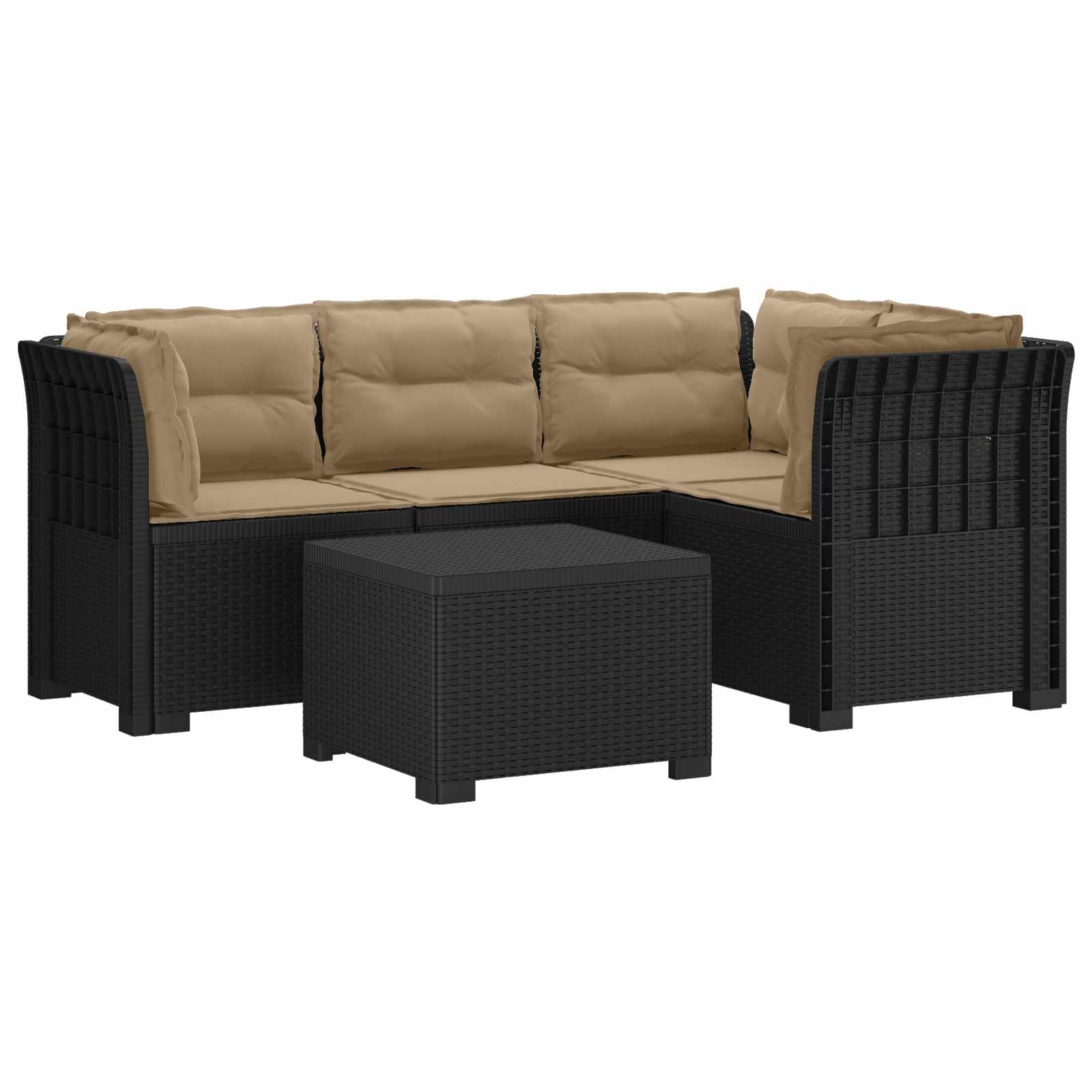 Divano da giardino 4 posti con cuscini aspetto rattan PP | homemem39